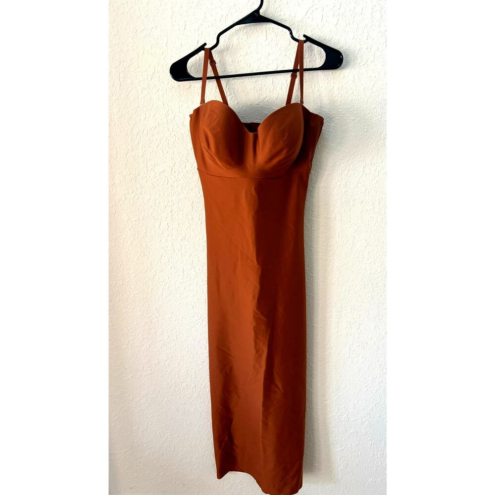 SKIMS Rust Brown Mini Slip Dress